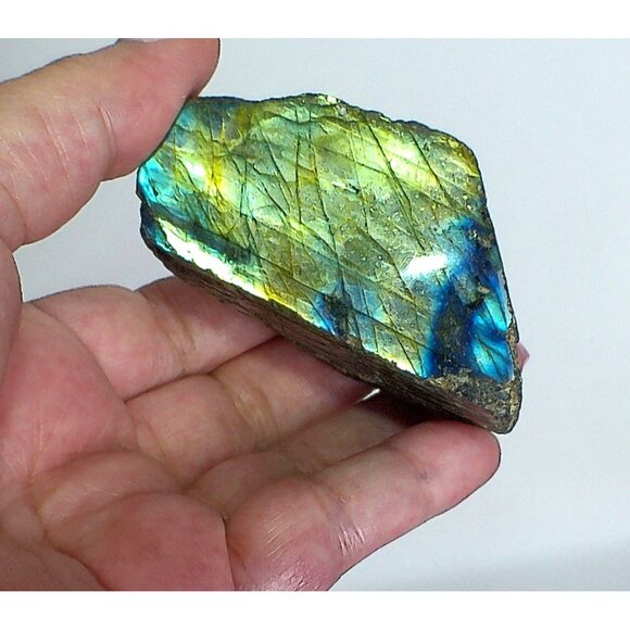 Labradorite Crystal With Iridescent Blue & Green Highlights - Picture 2 of 5